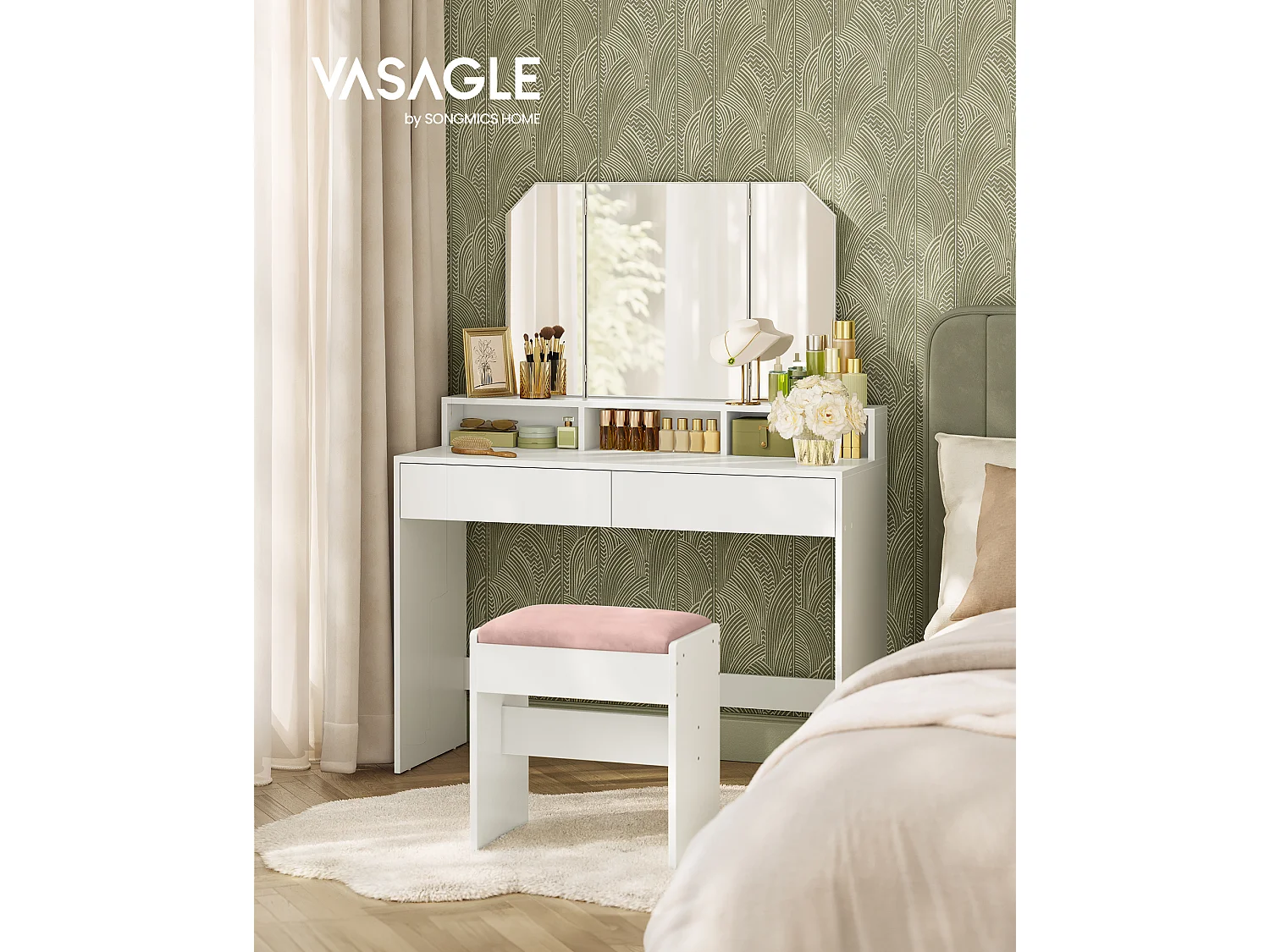 Coiffeuse 100x40x142 cm blanche