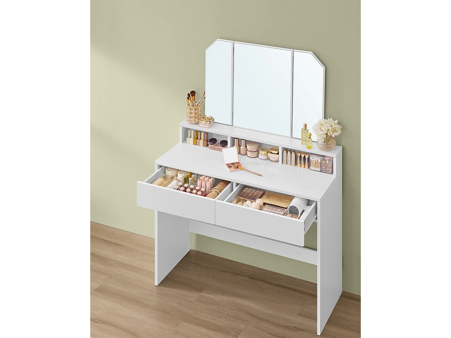 Coiffeuse 100x40x142 cm blanche