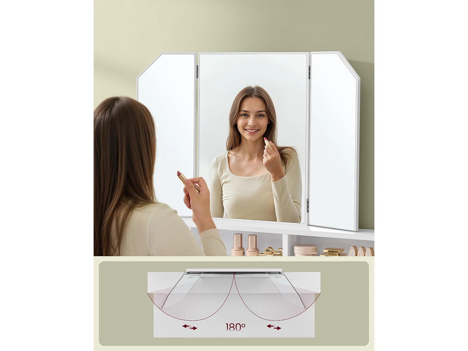 Coiffeuse 100x40x142 cm blanche