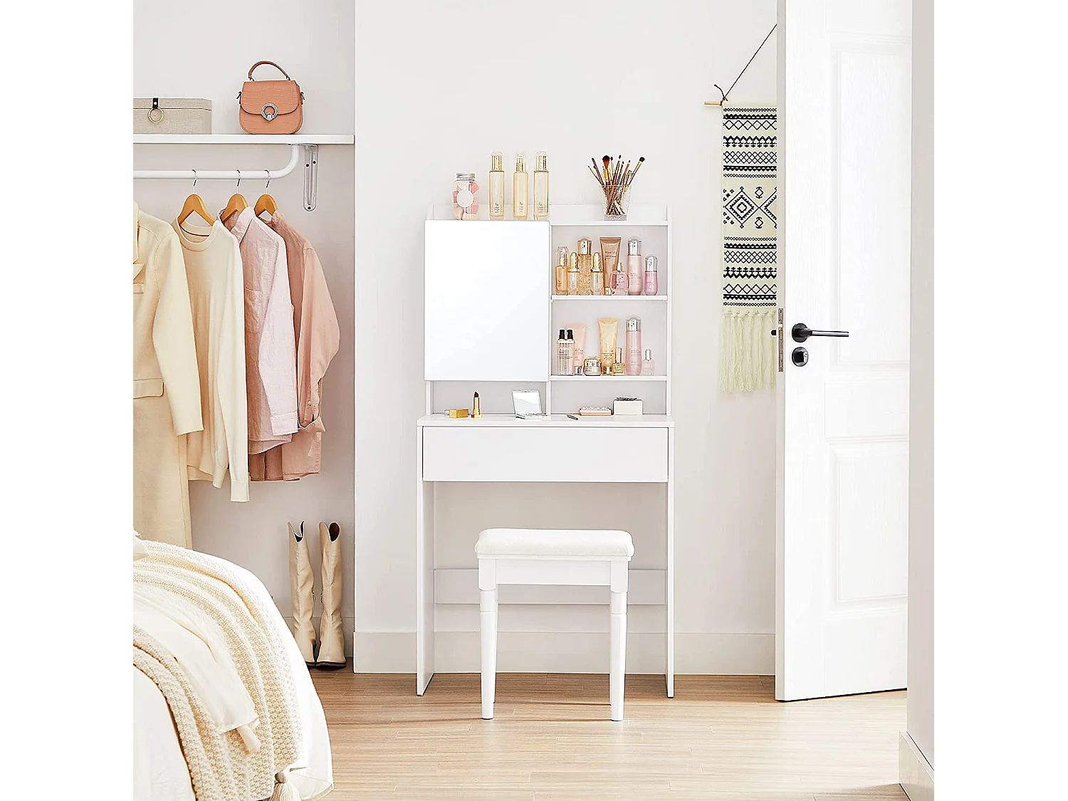 Coiffeuse 70x40x136 cm blanche Table de maquillage