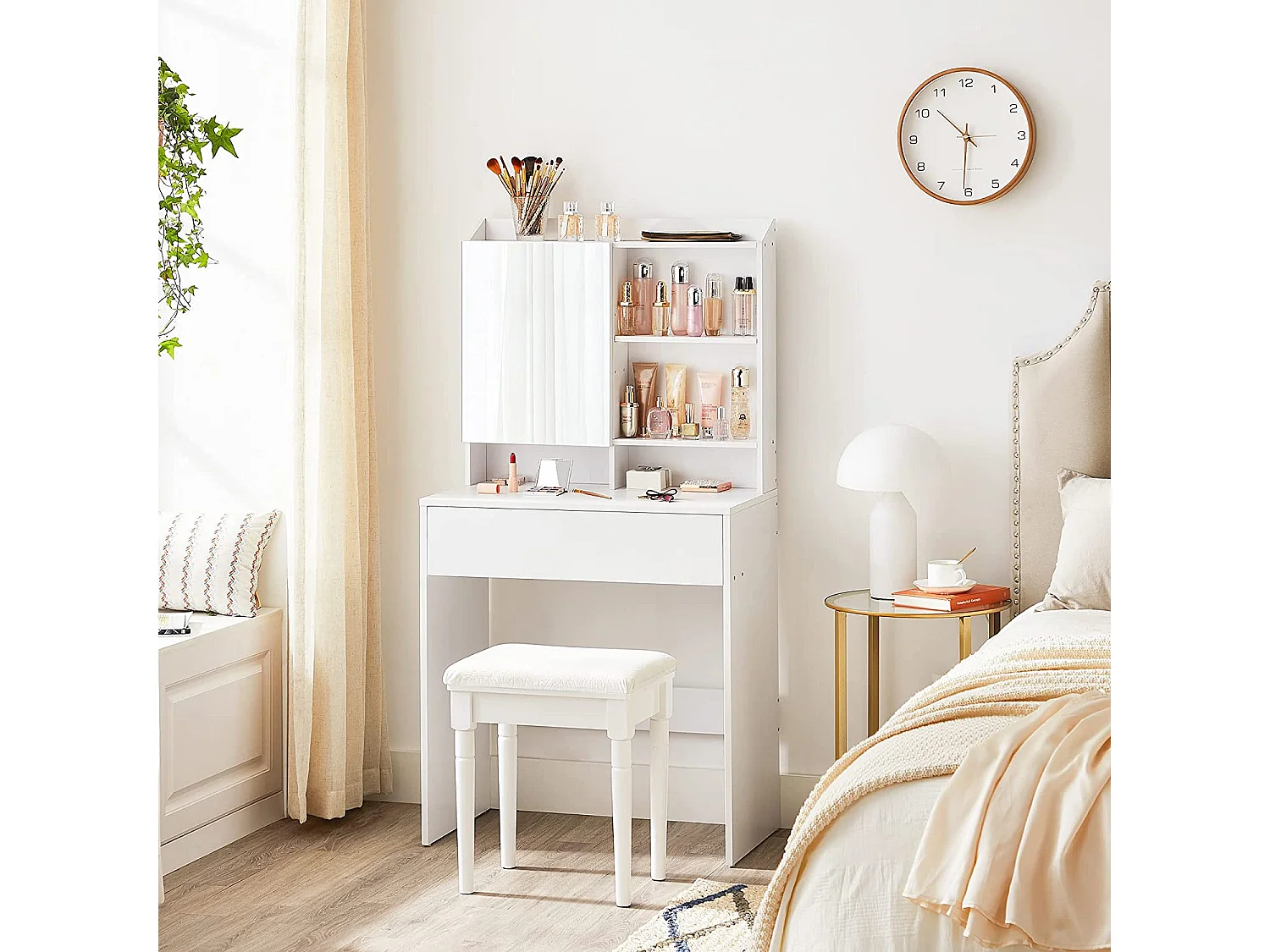 Coiffeuse 70x40x136 cm blanche Table de maquillage