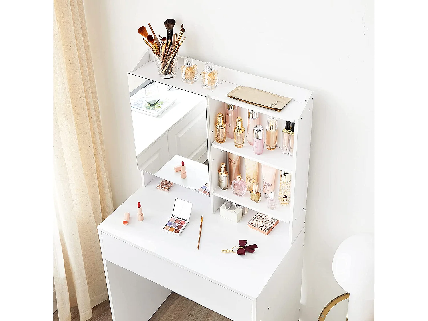 Coiffeuse 70x40x136 cm blanche Table de maquillage