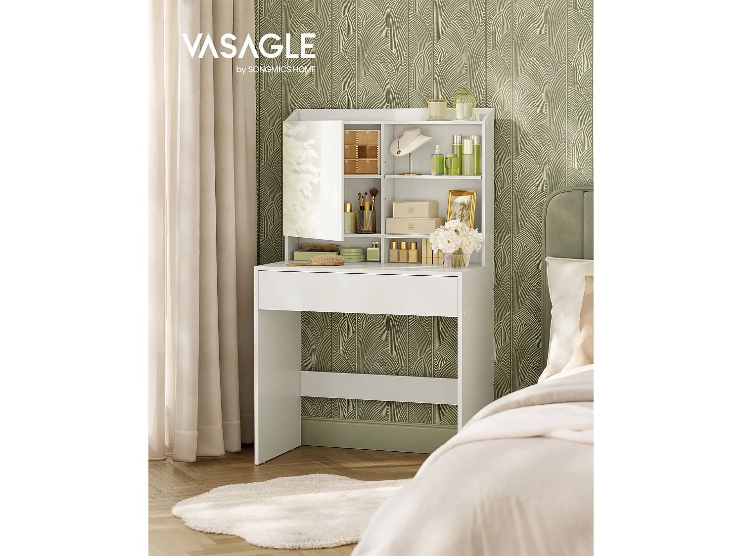 Dressing table 70x40x136 cm white Vanity Table