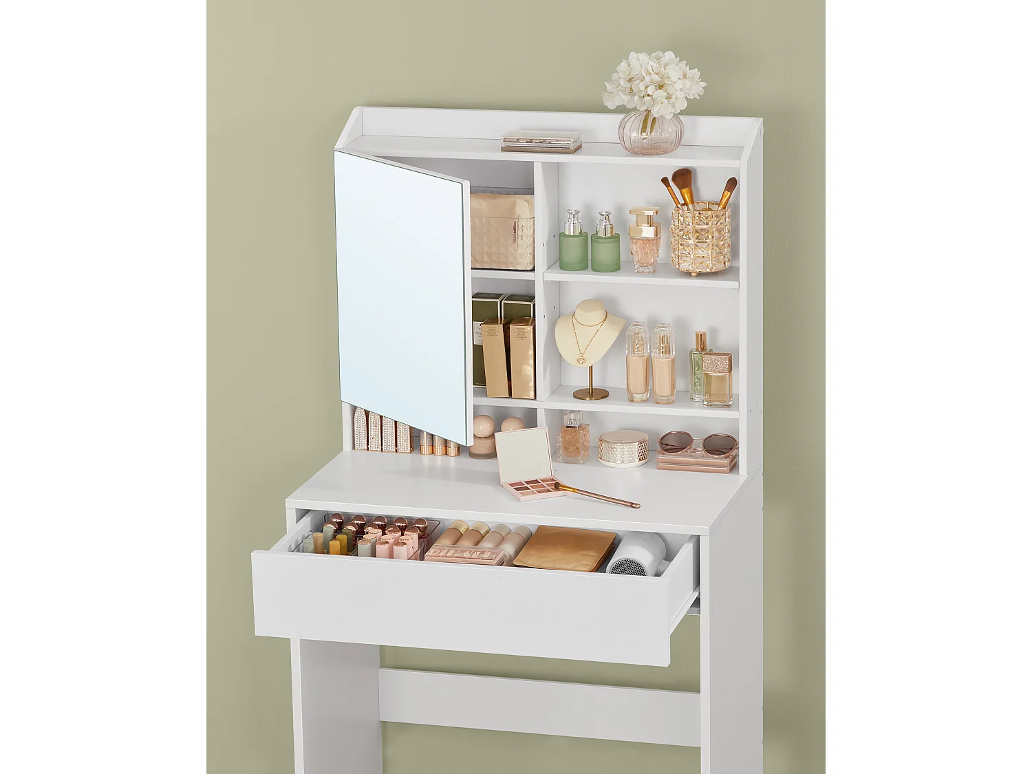 Dressing table 70x40x136 cm white Vanity Table