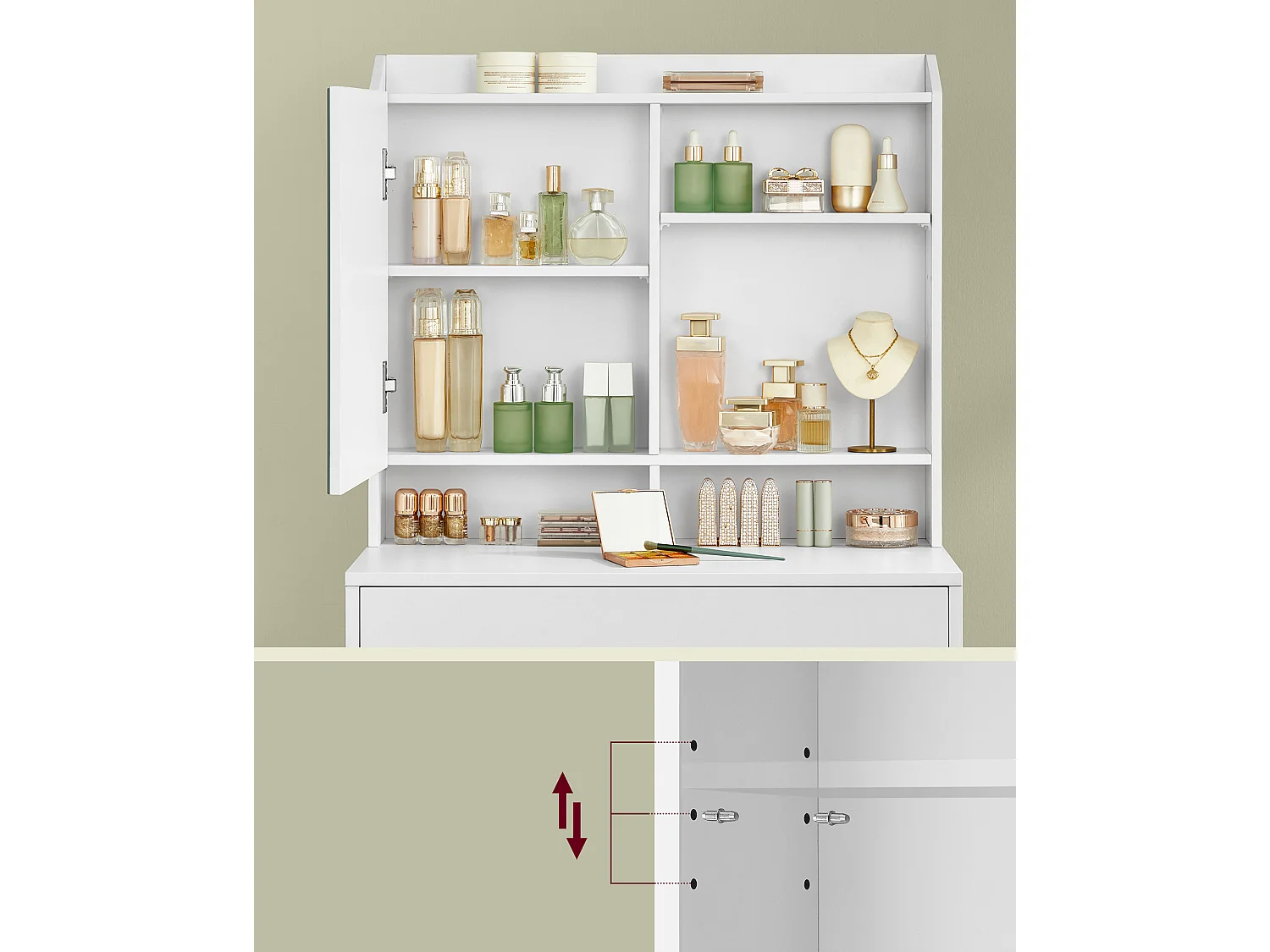 Dressing table 70x40x136 cm white Vanity Table