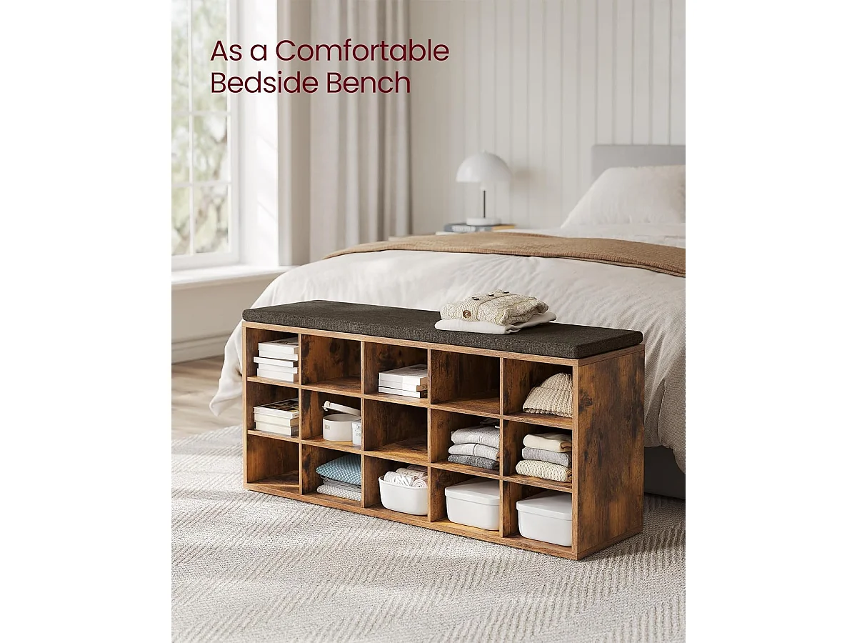 Banc à chaussures 30x105x48 cm marron