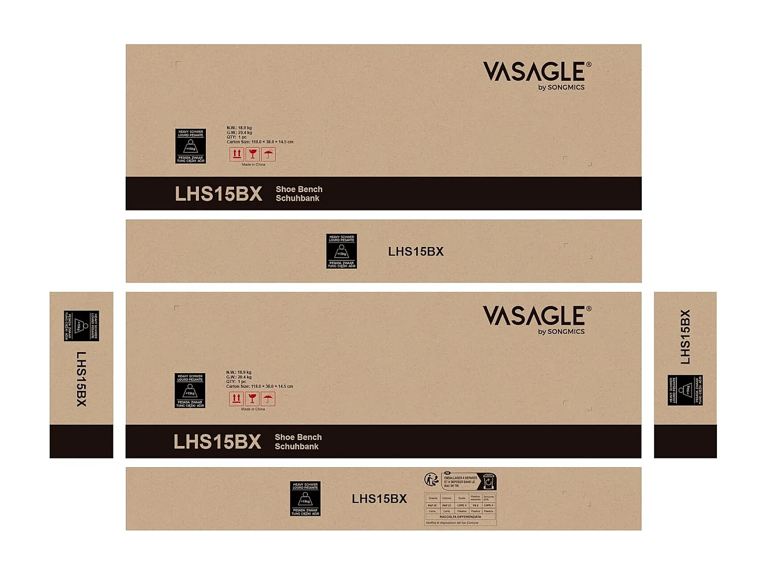 Banc à chaussures 30x105x48 cm marron