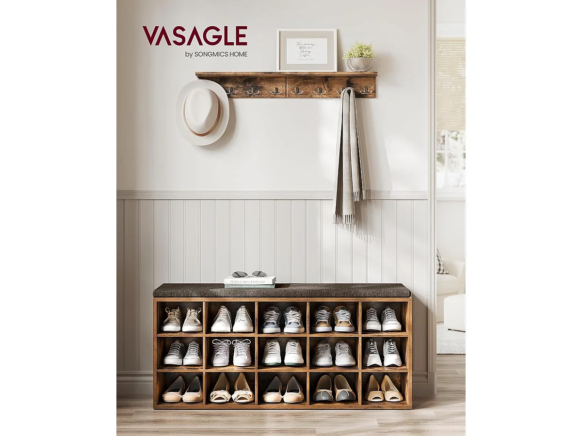 Banc à chaussures 30x105x48 cm marron