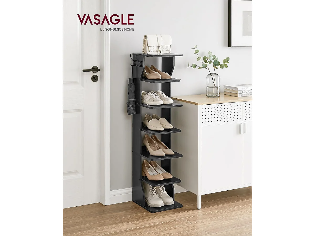 Regał na buty 26,4x30x110,4 cm czarny smukły regał na buty