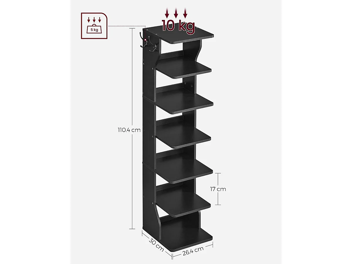 Regał na buty 26,4x30x110,4 cm czarny smukły regał na buty