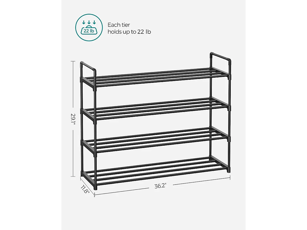 Schuhregal 92x30x74 cm Schwarz
