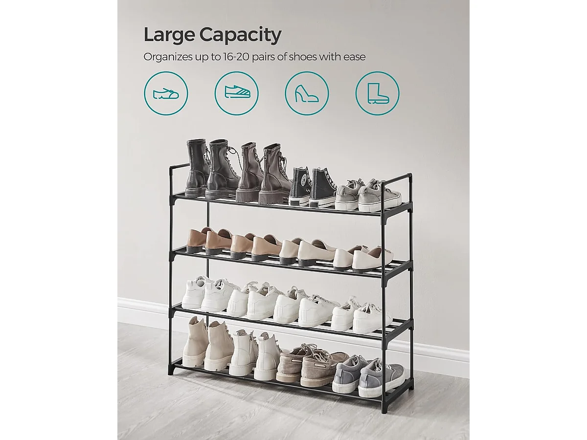 Schuhregal 92x30x74 cm Schwarz