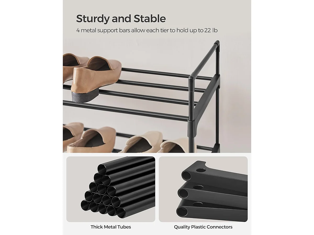 Schuhregal 92x30x74 cm Schwarz