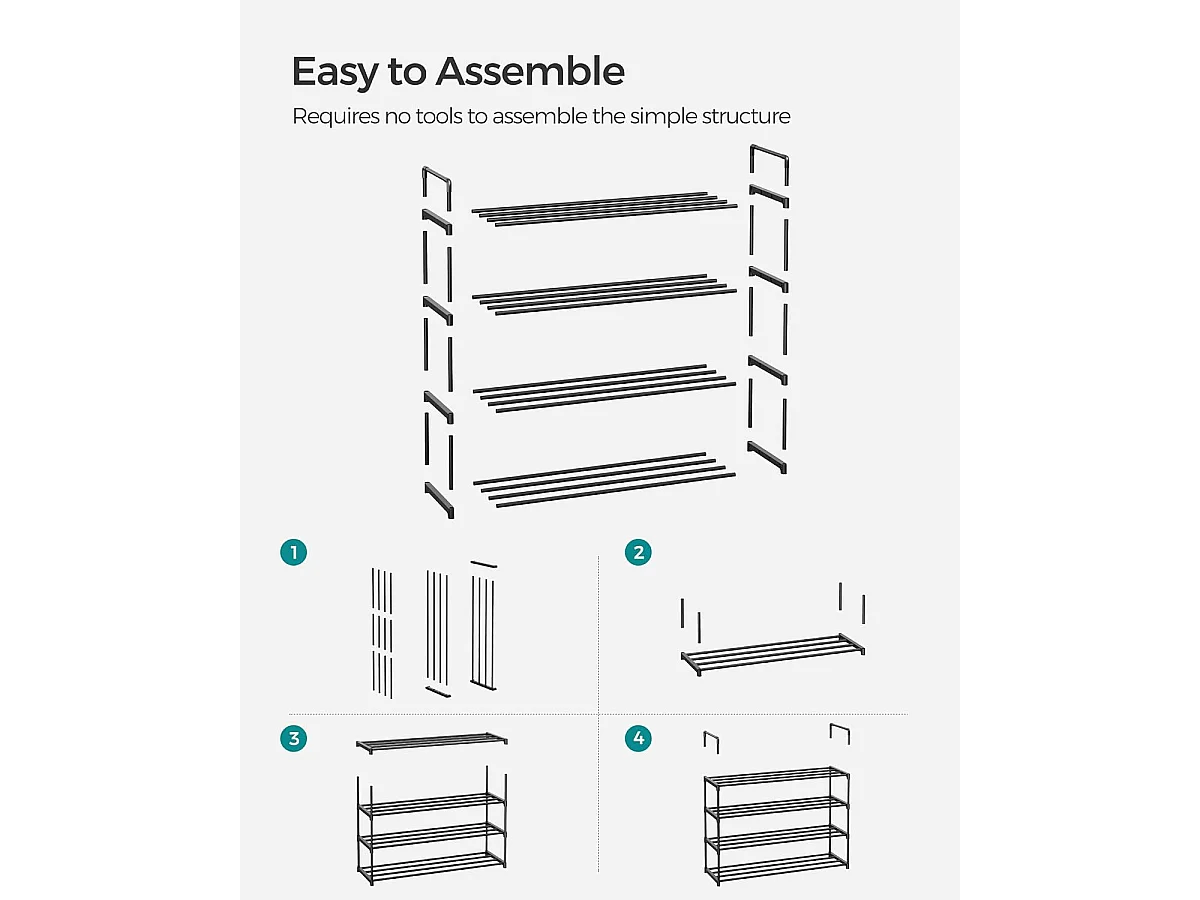 Schuhregal 92x30x74 cm Schwarz