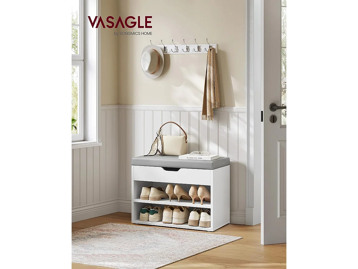 Banc à chaussures 30x60x44 cm blanc