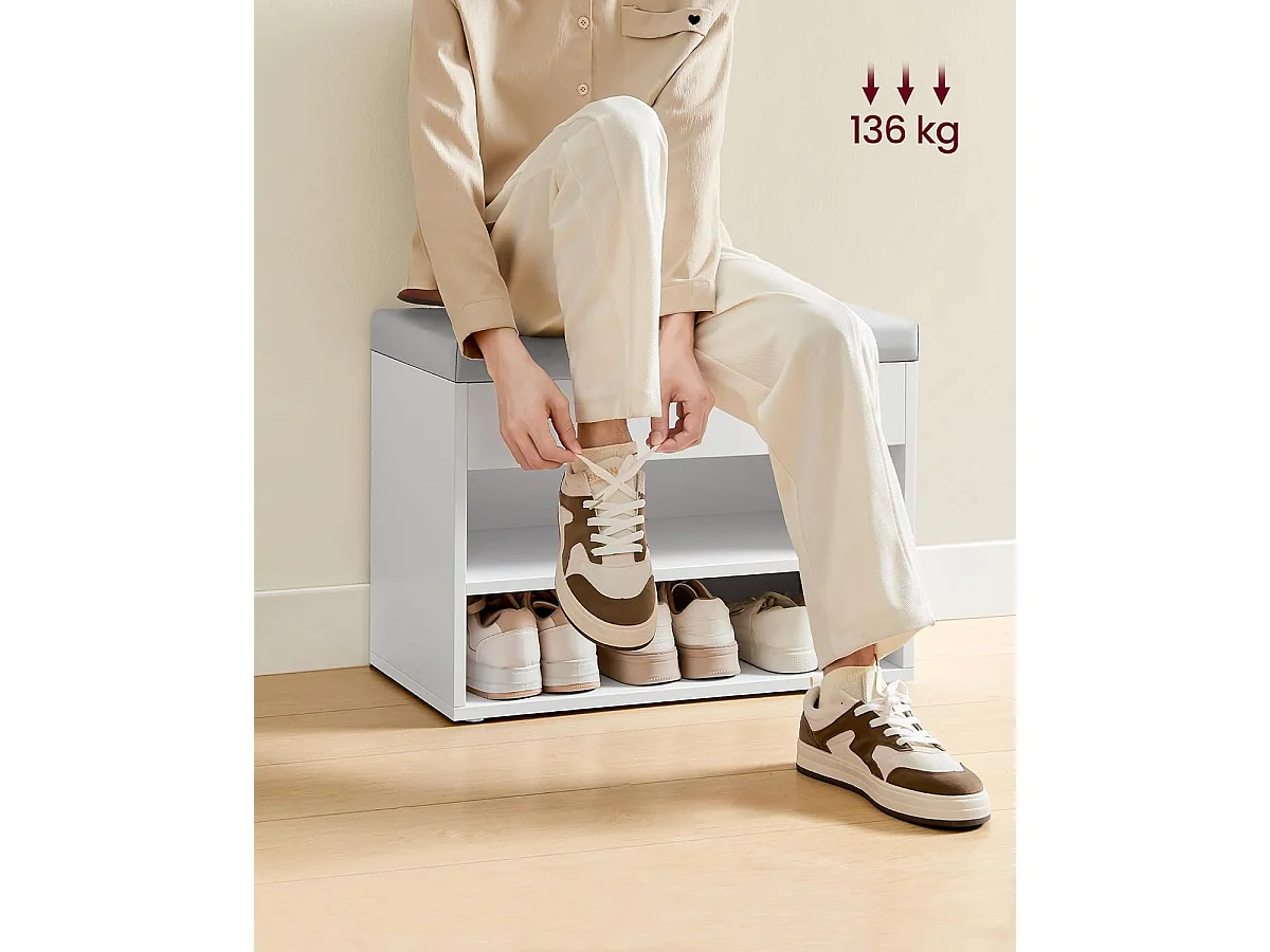 Banc à chaussures 30x60x44 cm blanc