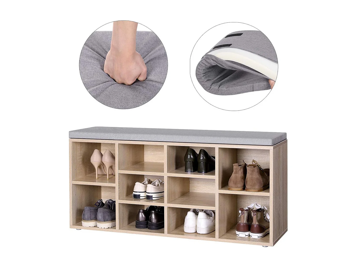 Schuhschrank 104x30x48 cm natur