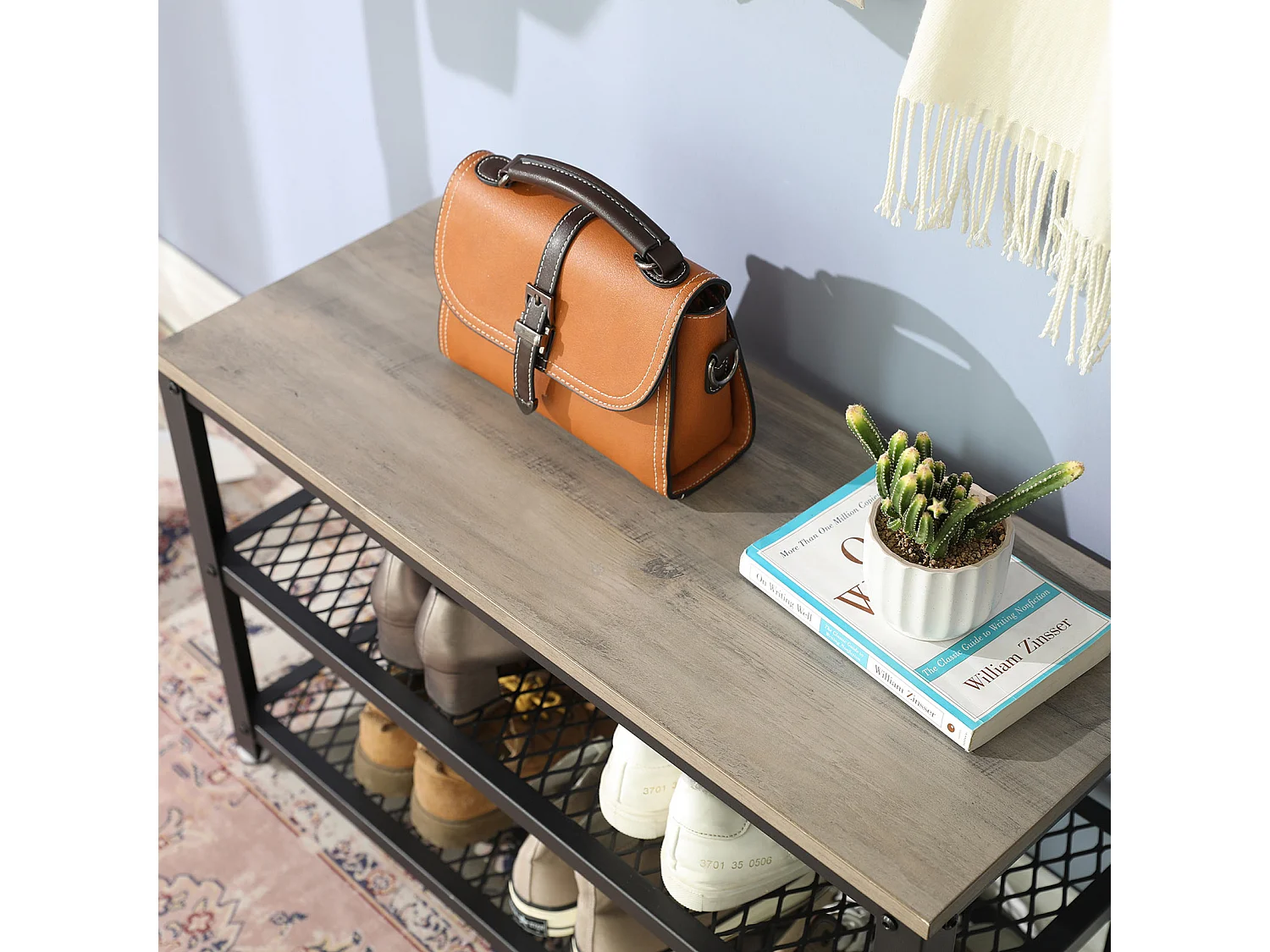 Banc à chaussures 73x30x45 cm greige et noir