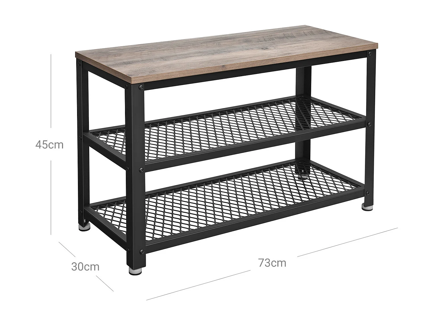 Banc à chaussures 73x30x45 cm greige et noir