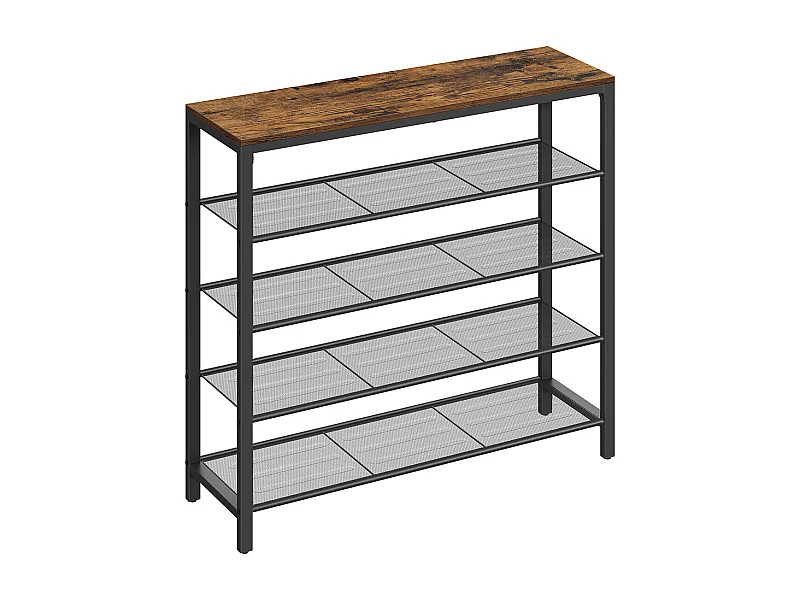 Meuble à chaussures 100x30x92,5 cm noir brun rustique Indestic