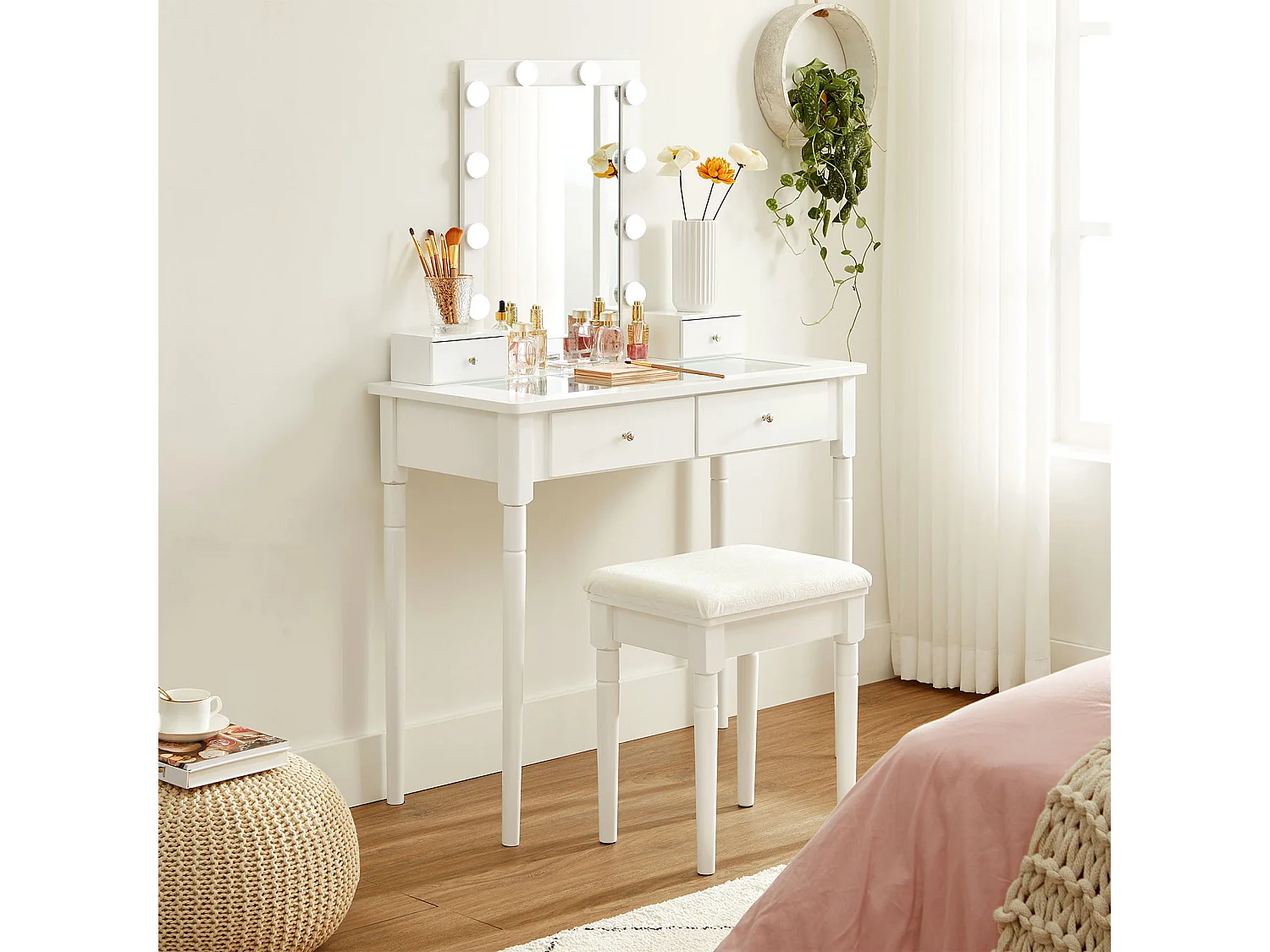 Frisiertisch-Set 90x40x134 cm weiß