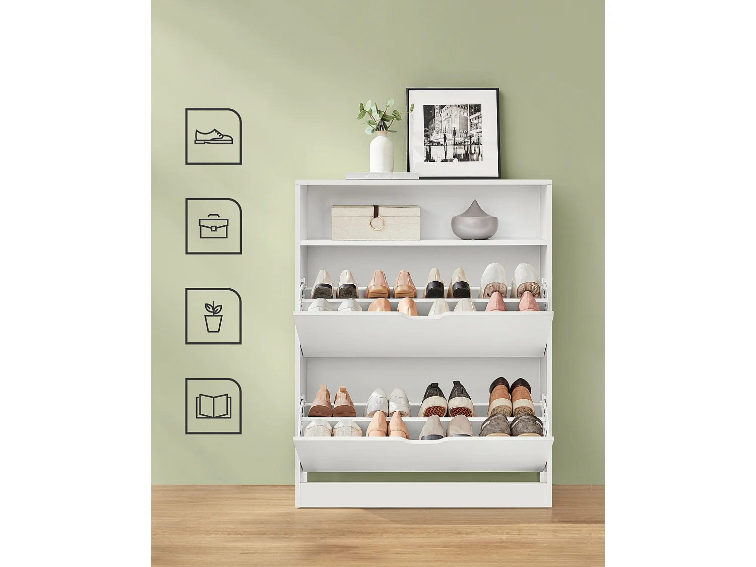 Schuhregal 24x80x102 cm weiß