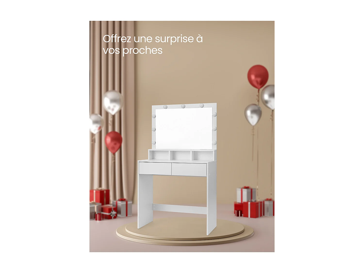 Frisiertisch 80x40x140 cm weiß RDT120T10