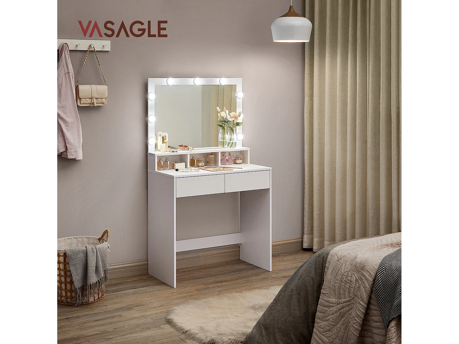 Frisiertisch 80x40x140 cm weiß RDT120T10