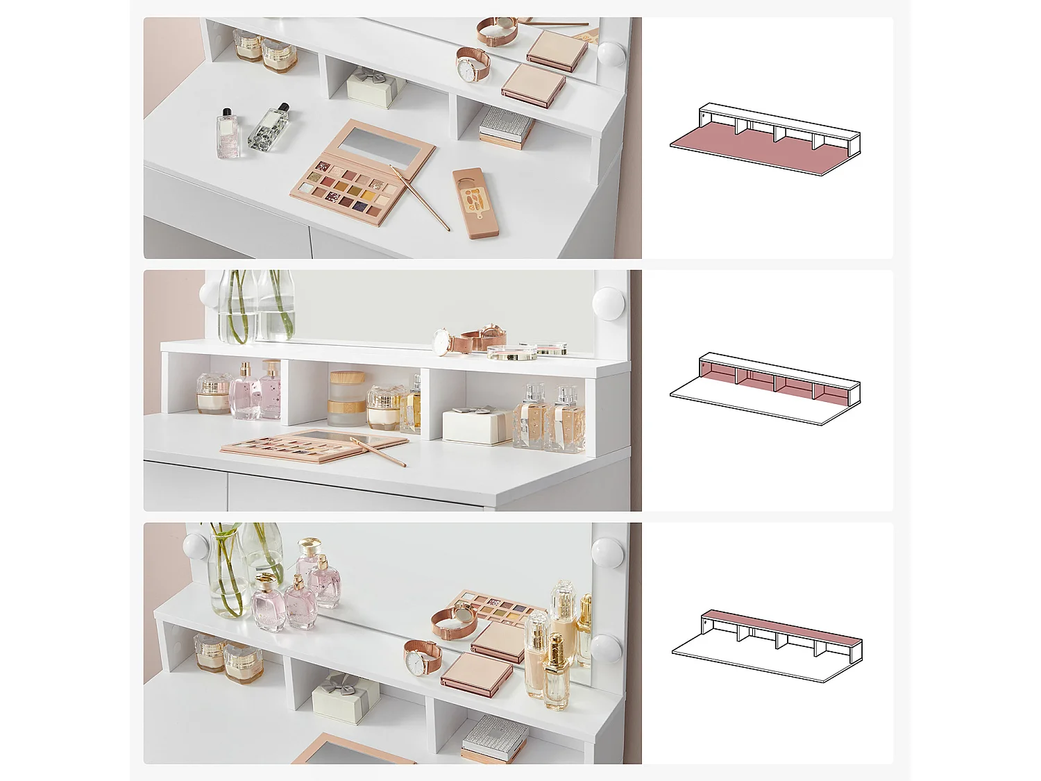 Frisiertisch 80x40x140 cm weiß RDT120T10