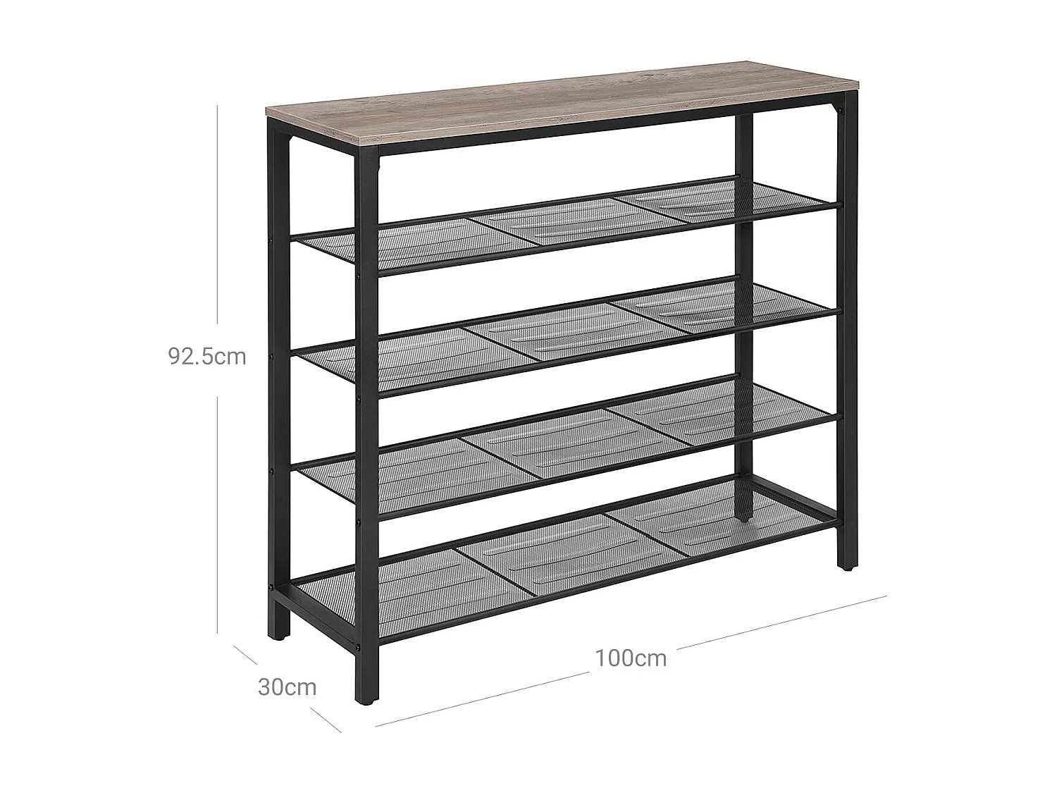 Étagère à chaussures 100x30x92,5 cm blanc noir Indestic