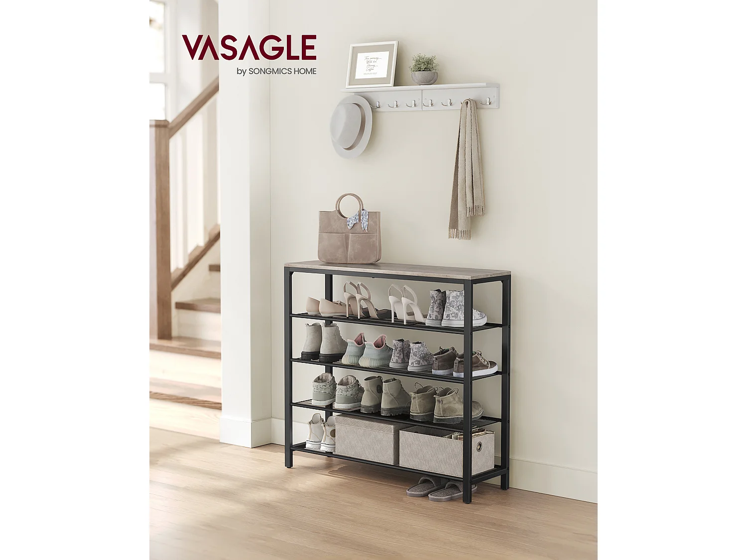 Étagère à chaussures 100x30x92,5 cm blanc noir Indestic