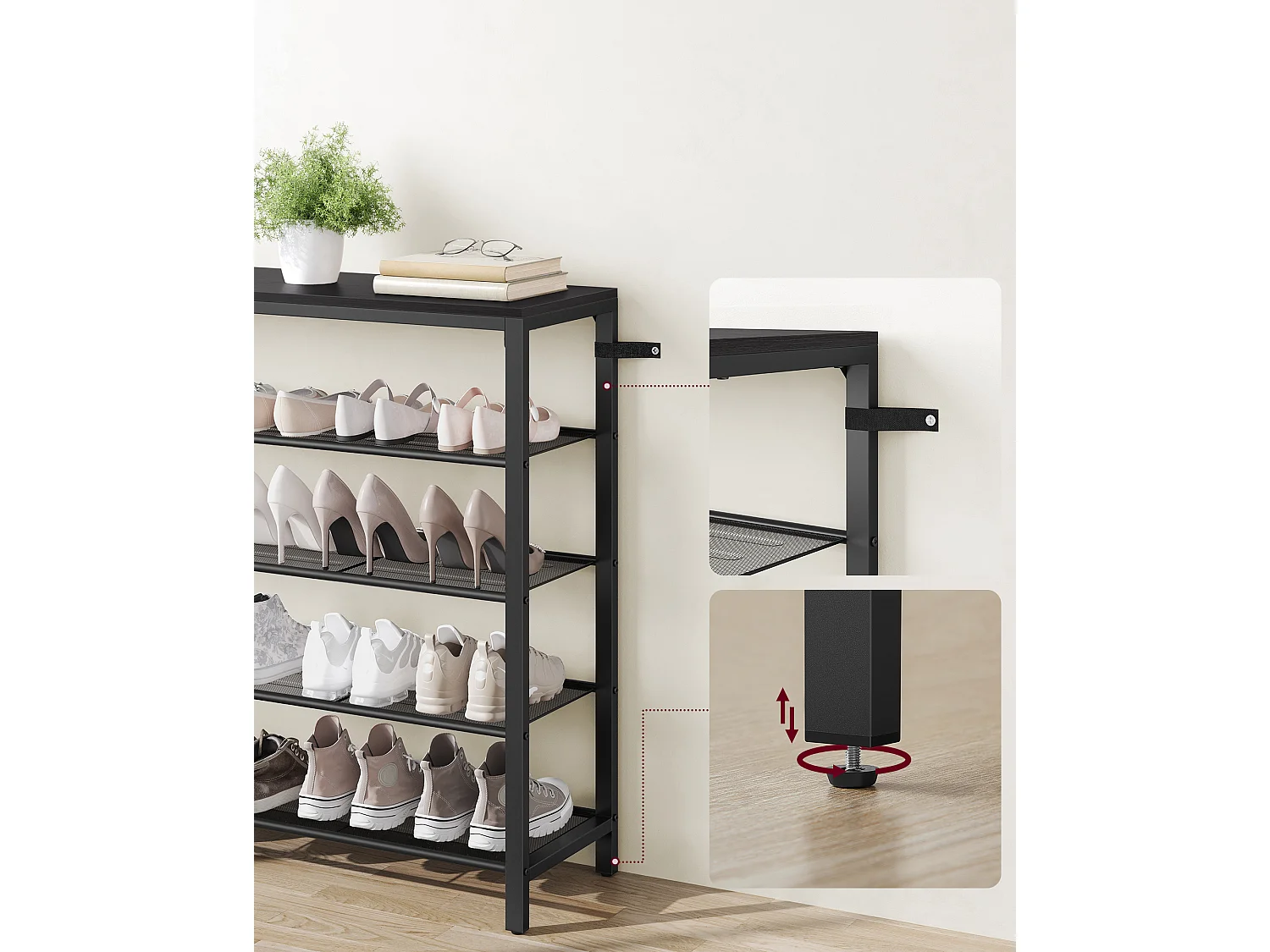 Étagère à chaussures 100x30x92,5 cm blanc noir Indestic