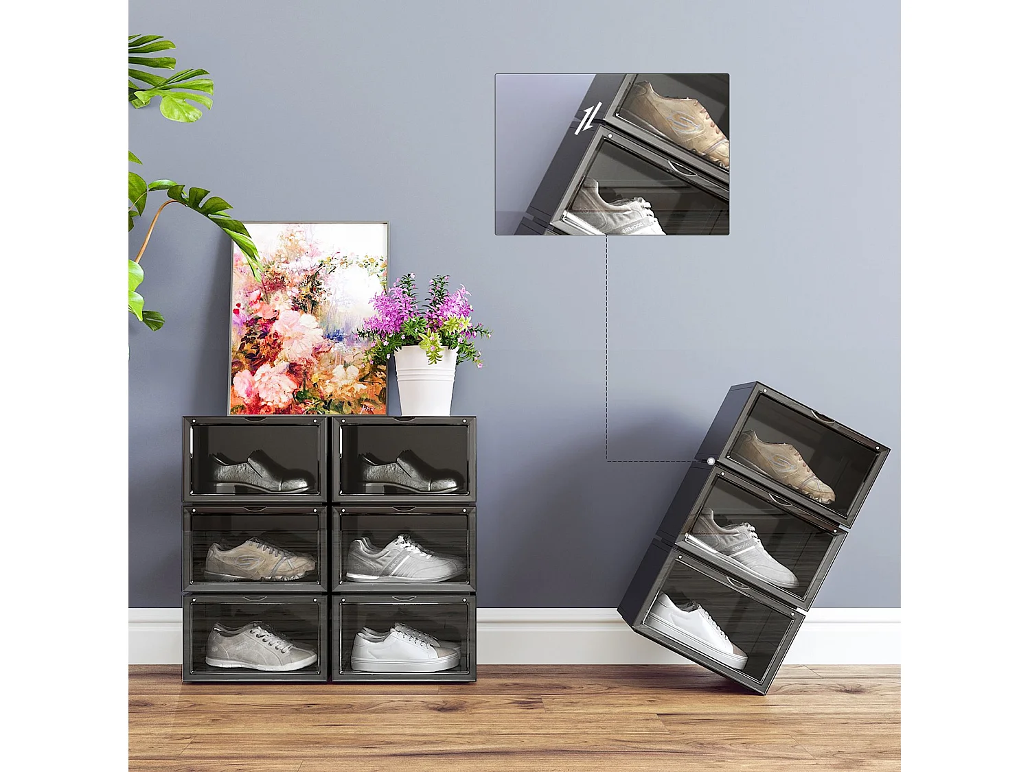 Plastic shoe box 36x28x22 cm black