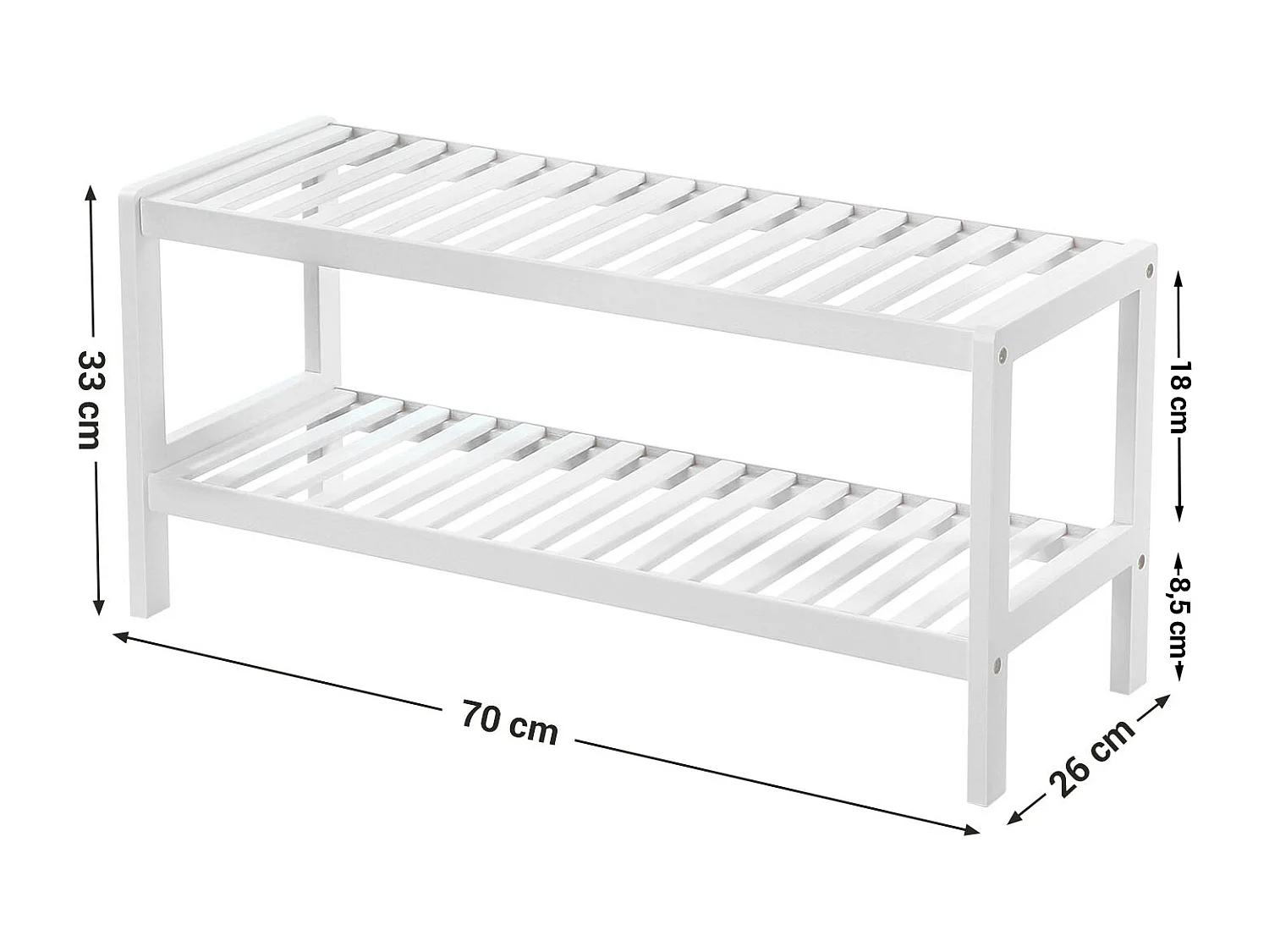 Schuhregal 70x26x33 cm weiß