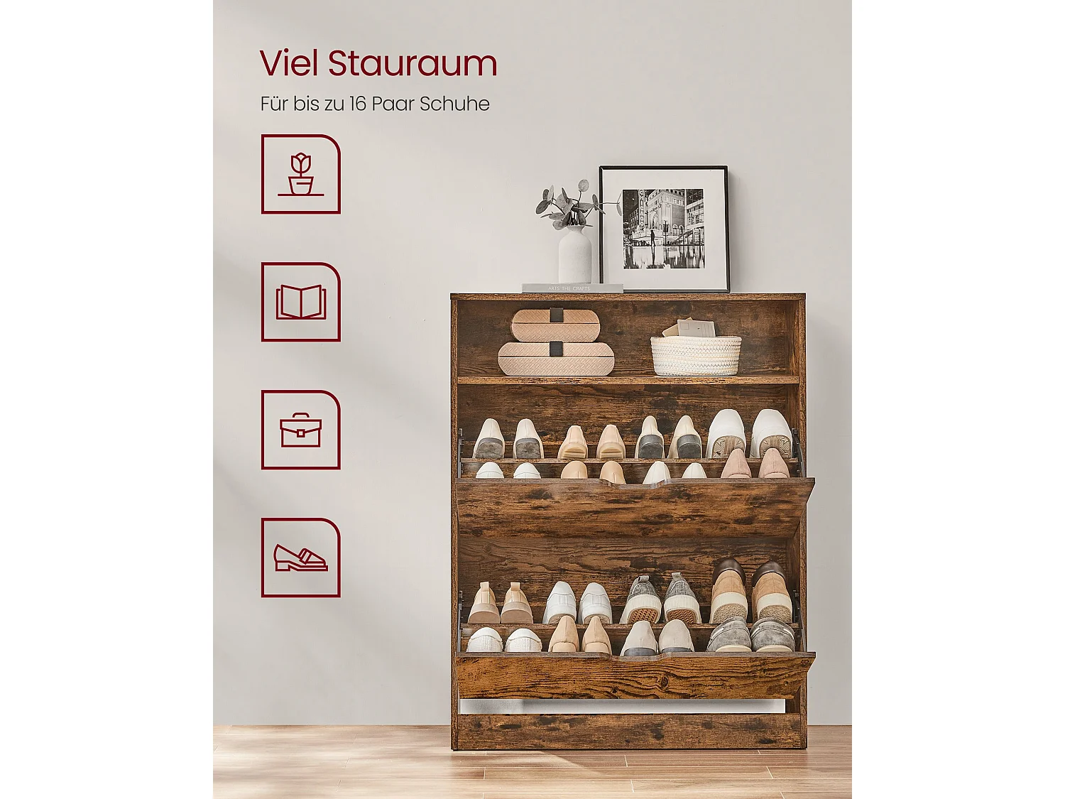 Schuhschrank 24x80x102 cm braun