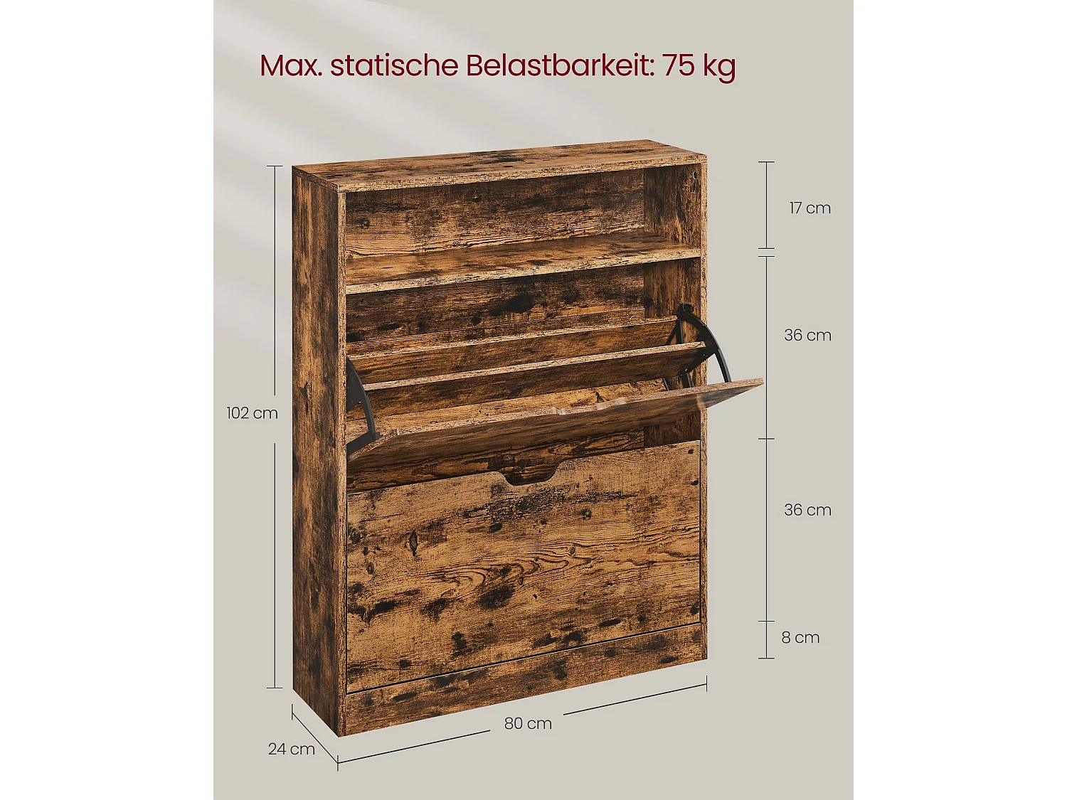 Schuhschrank 24x80x102 cm braun