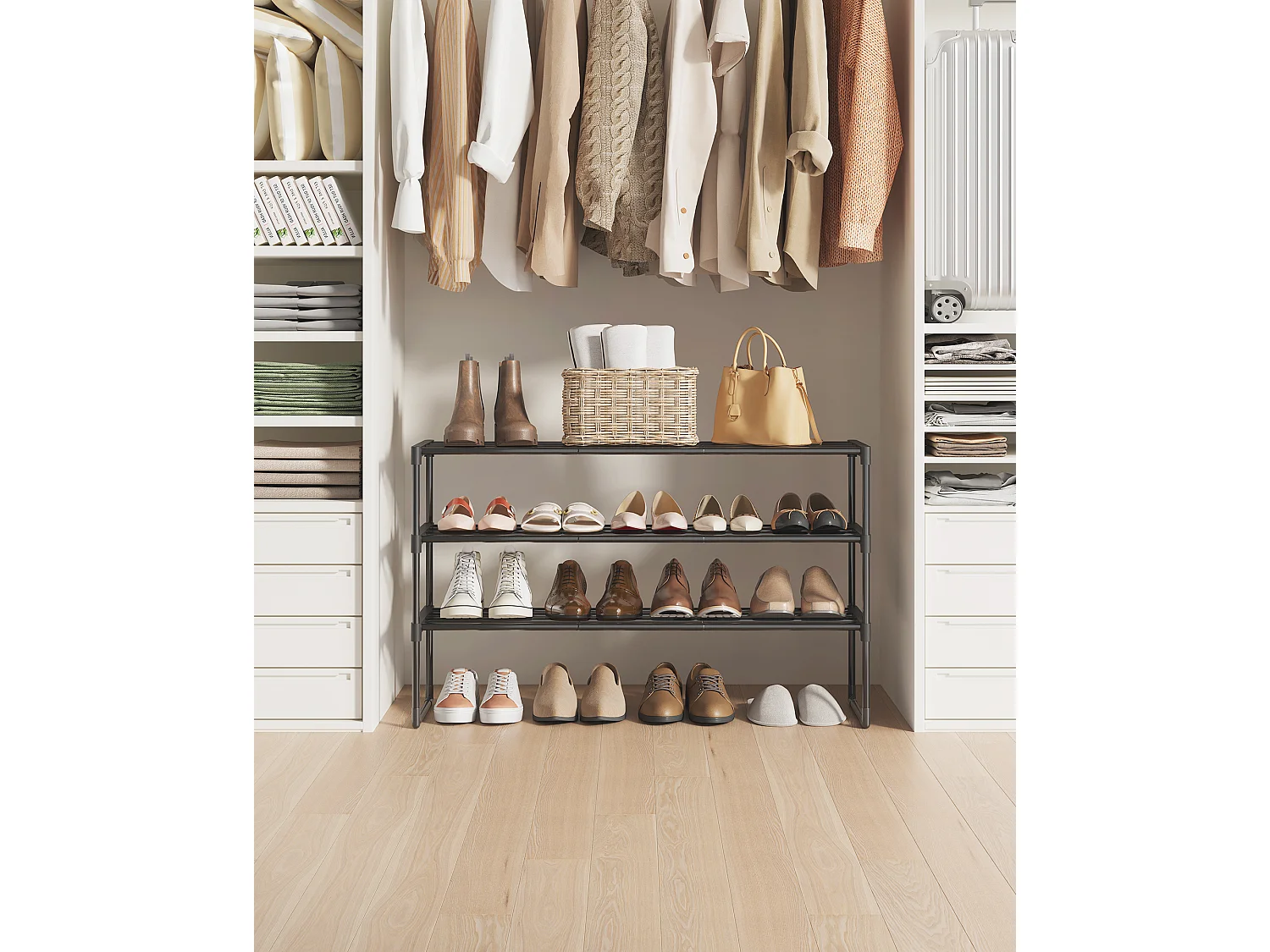 Regał na buty 92x30x55 cm czarny