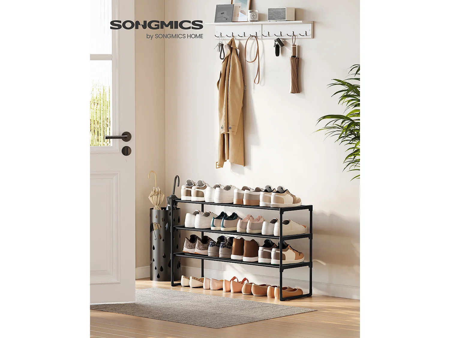 Regał na buty 92x30x55 cm czarny