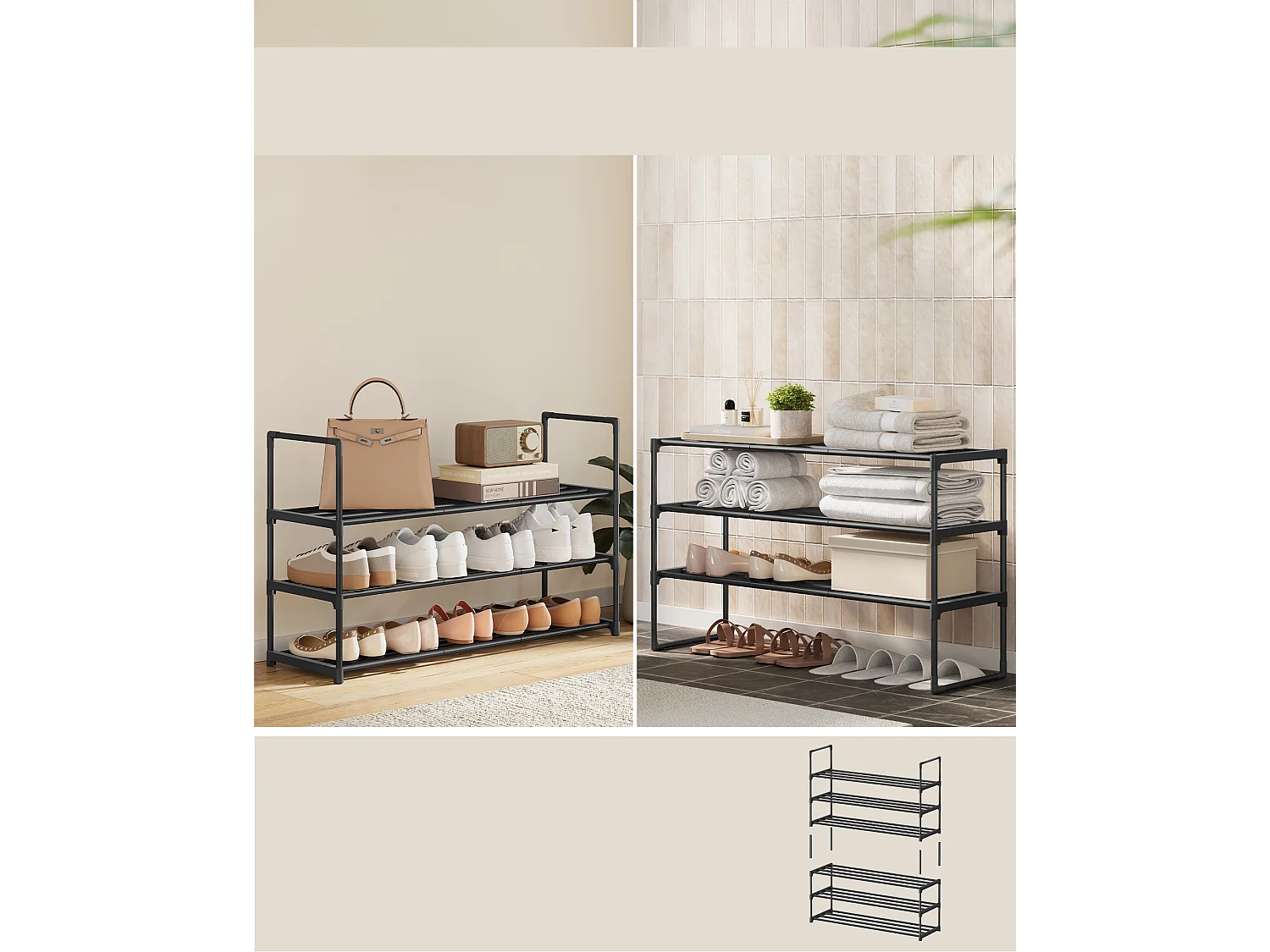 Regał na buty 92x30x55 cm czarny