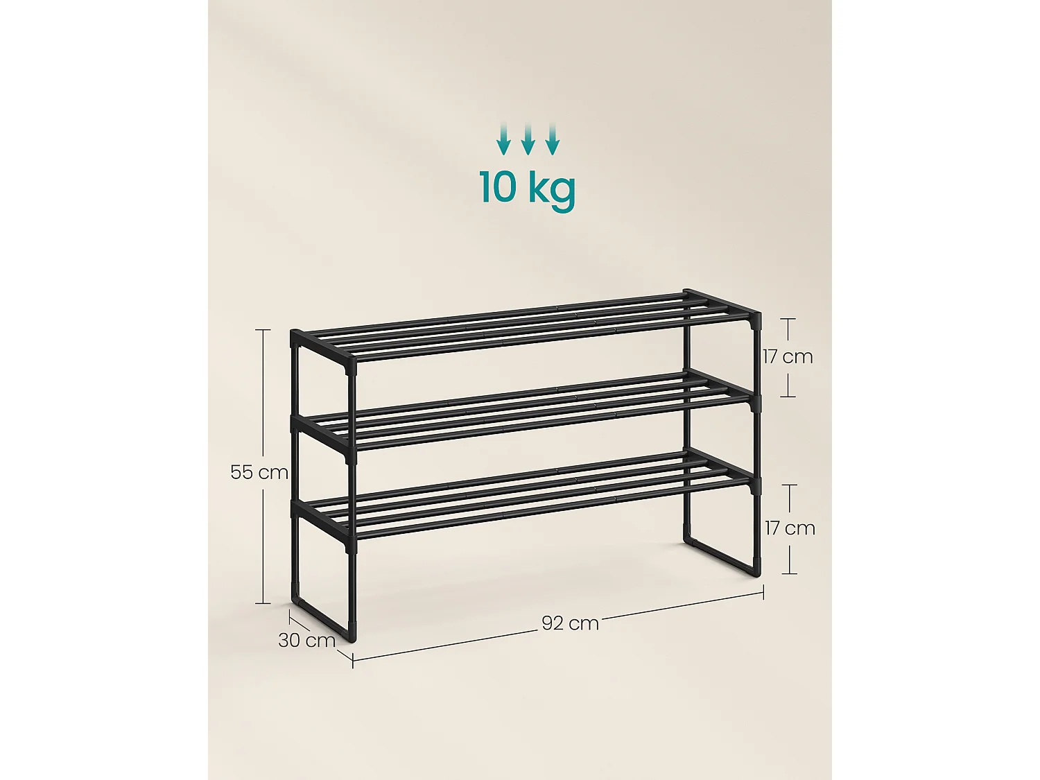 Regał na buty 92x30x55 cm czarny