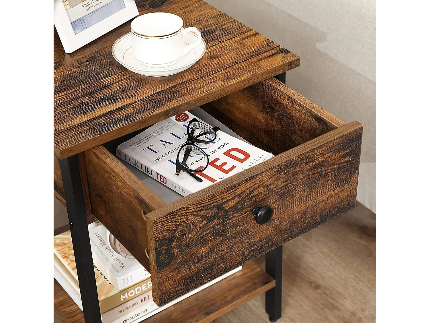 End Table 40x40x55 cm brown vasagle let55bx