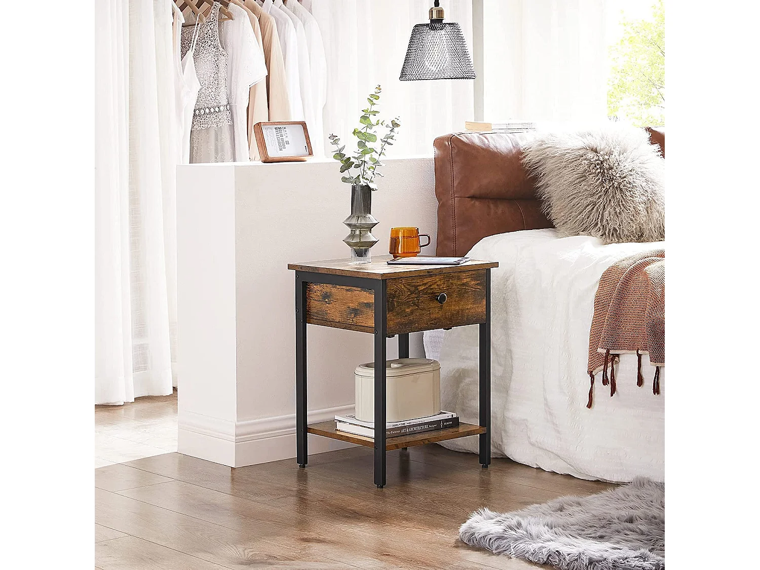 End Table 40x40x55 cm brown vasagle let55bx