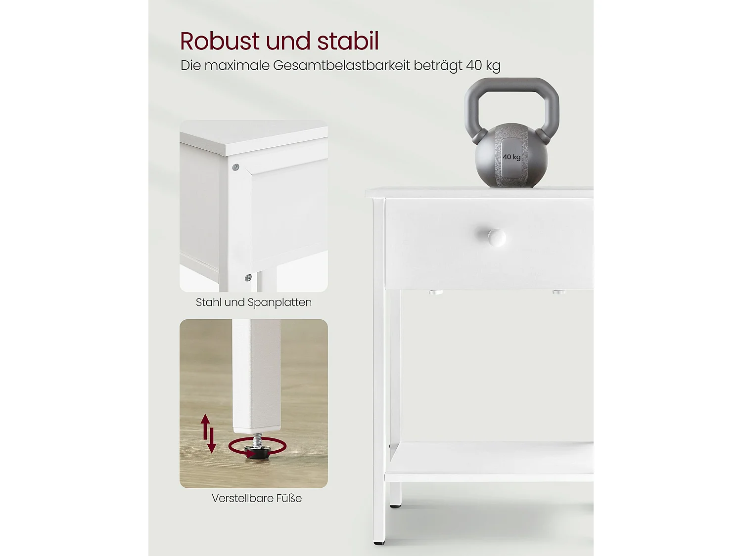 End table 40x40x55 cm white