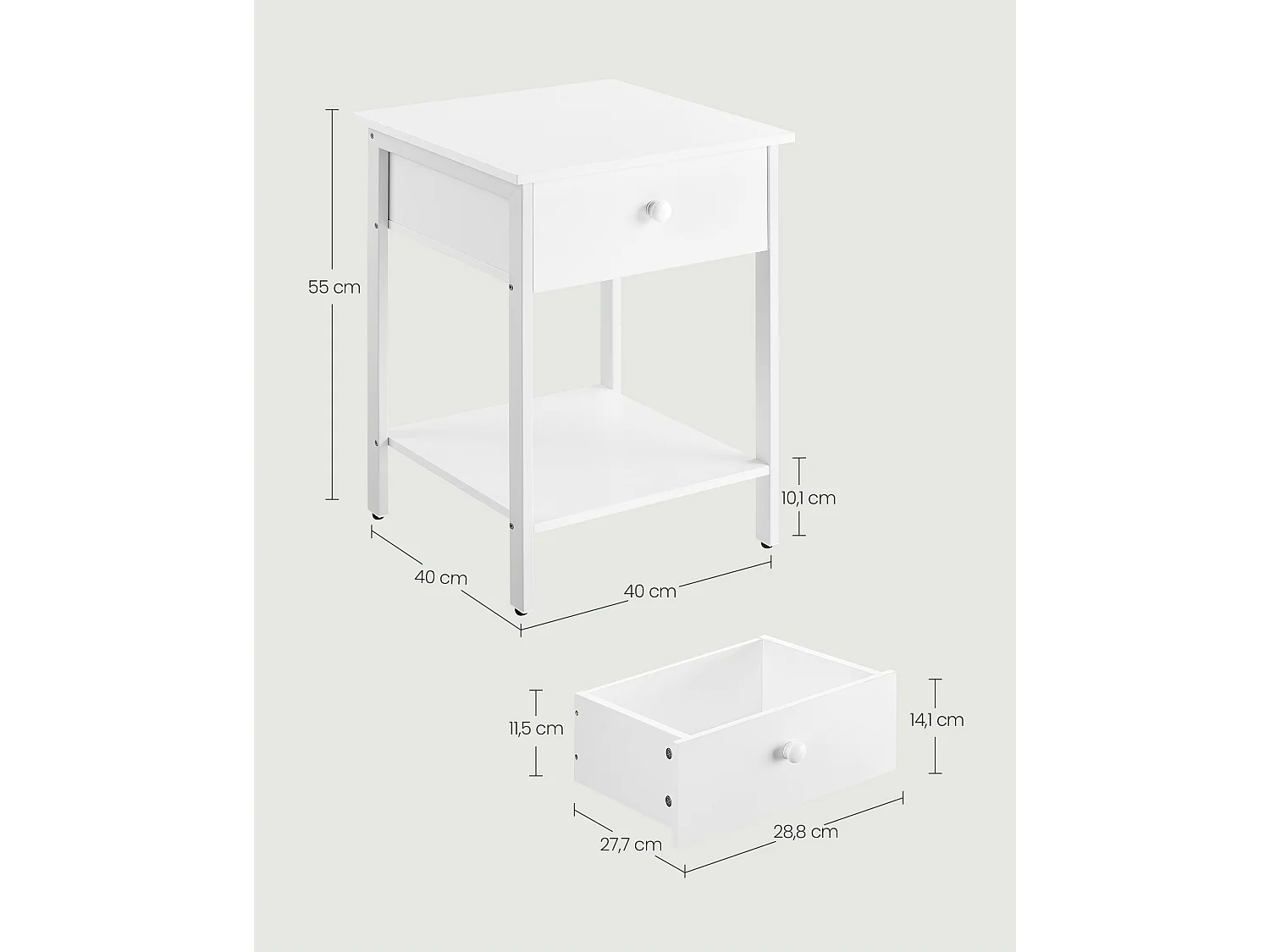 End table 40x40x55 cm white