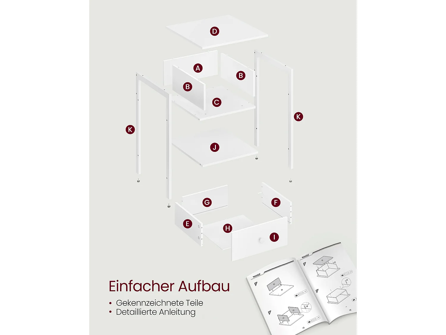 End table 40x40x55 cm white
