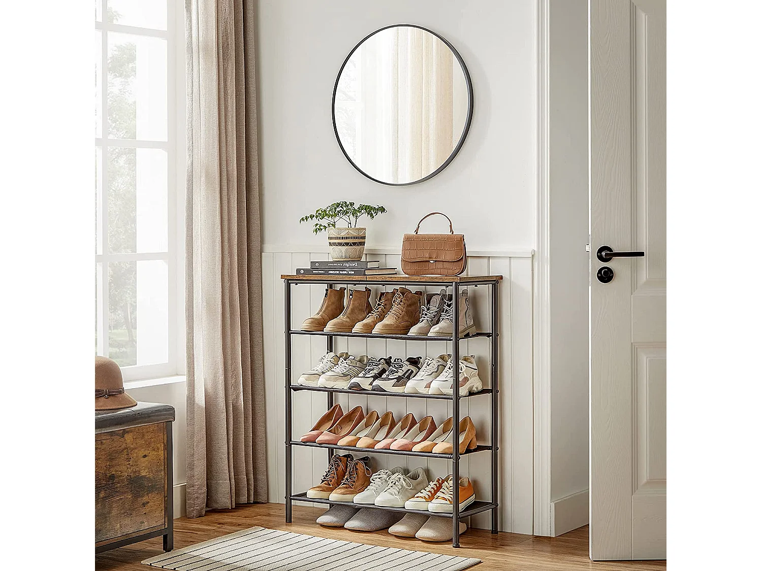 Schuhregal 75x30x91 cm schwarz Retro