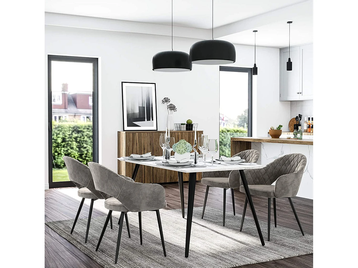 Cadeira de Jantar 57x56x77 cm cinza