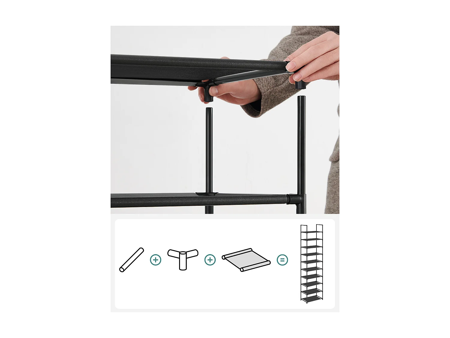 Étagère à chaussures 45x28x173 cm noir