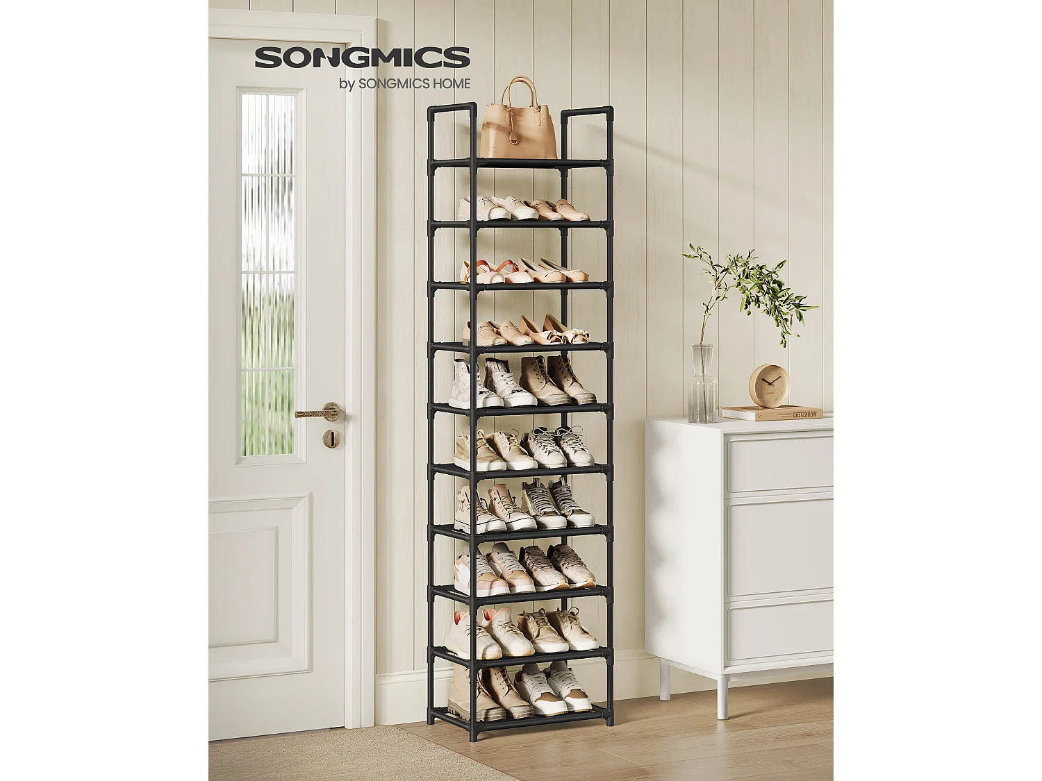 Étagère à chaussures 45x28x173 cm noir
