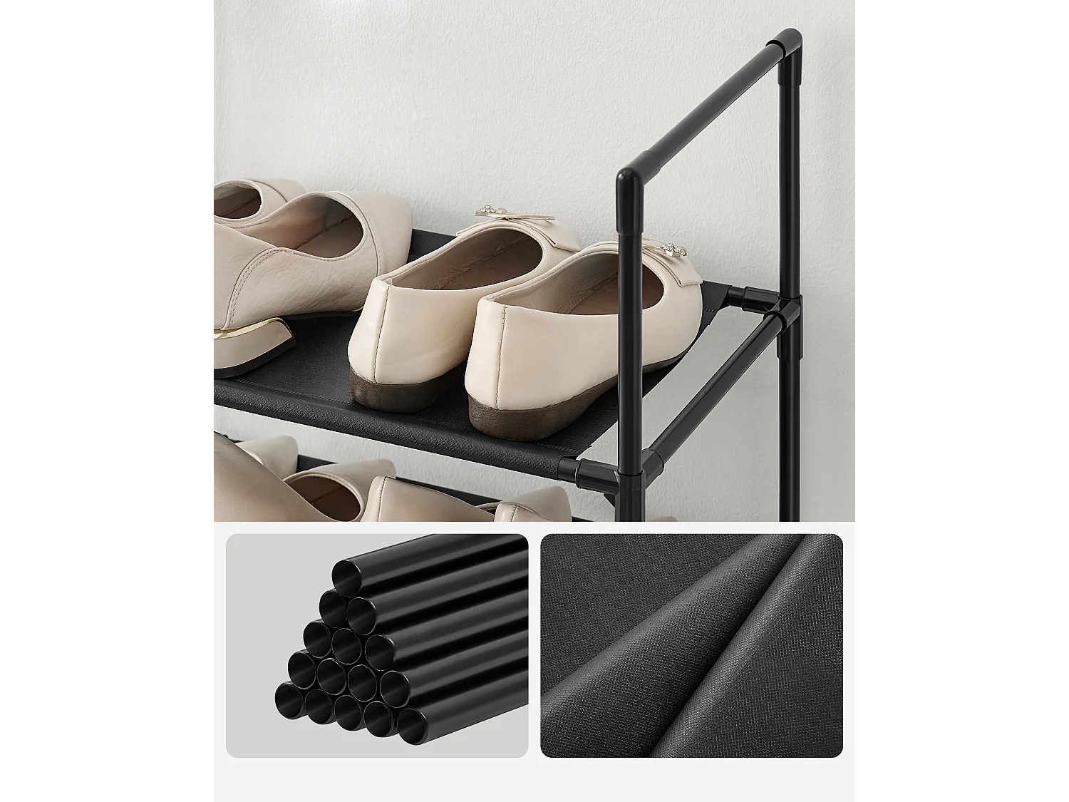 Étagère à chaussures 45x28x173 cm noir
